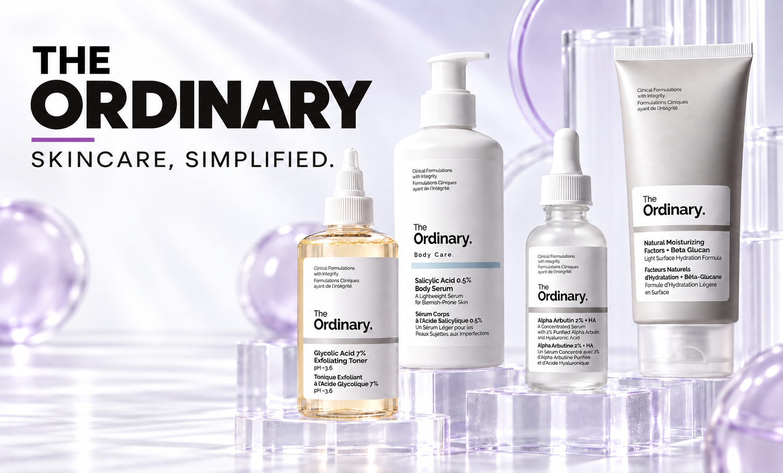 Four The Ordinary skincare products