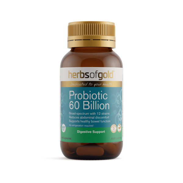 Herbs of Gold Probiotic 60 Billion 60 Capsules - high strength gut and immune support supplement