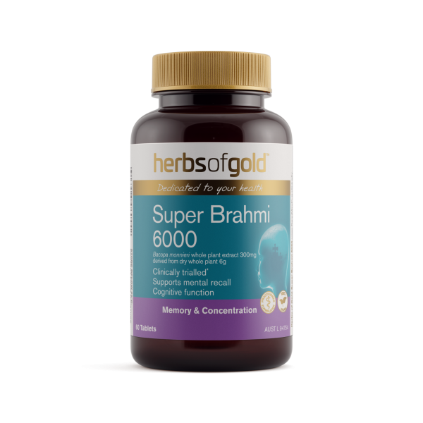 Herbs of Gold Super Brahmi 6000 60 Tablets - memory and cognitive support supplement