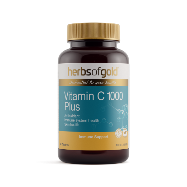 Herbs of Gold Vitamin C 1000 Plus 120 Tablets - high strength vitamin C immune support supplement