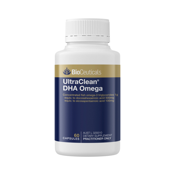 BioCeuticals UltraClean DHA Omega 60 Capsules - Practitioner Grade Concentrated DHA Fish Oil for Brain and Pregnancy Support