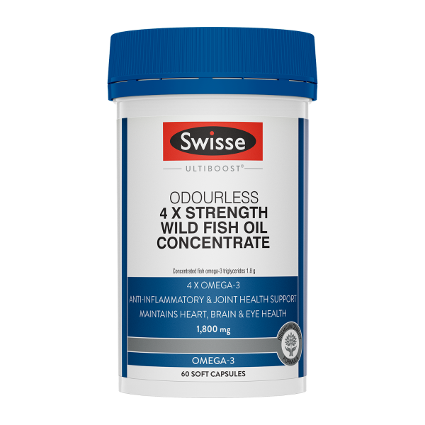 Swisse Odourless 4 X Strength Wild Fish Oil Concentrate 60 Capsules