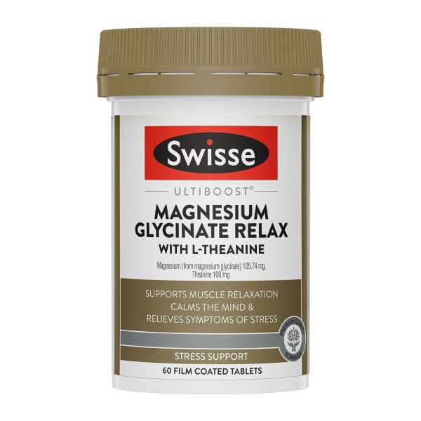 Swisse Ultiboost Magnesium Glycinate Relax With L-Theanine 60 Tablets