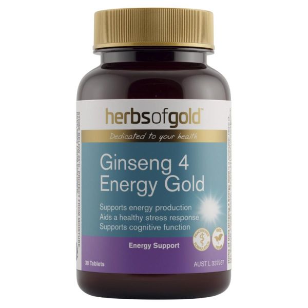Herbs of Gold Ginseng 4 Energy Gold 30 Tablets