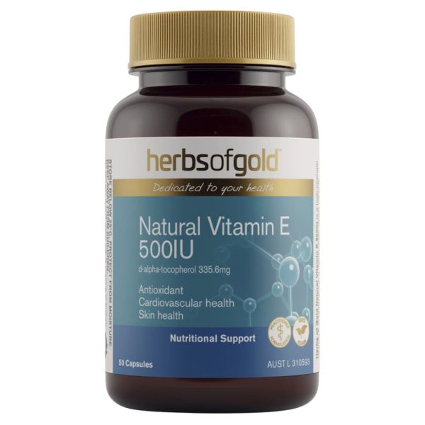 Herbs of Gold Natural Vitamin E 500IU 50 Capsules