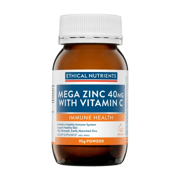 Ethical Nutrients Mega Zinc 40MG with Vitamin C Orange 95g