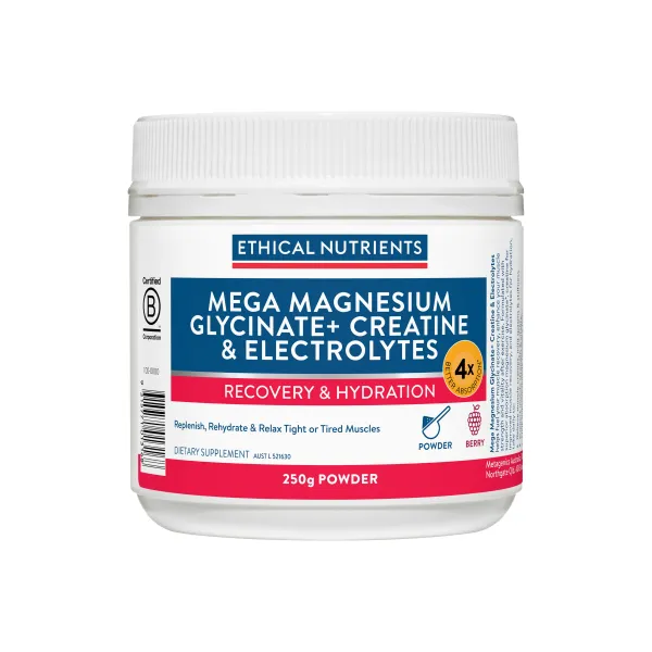 Ethical Nutrients Mega Magnesium Glycinate+ Creatine & Electrolytes Berry 250g