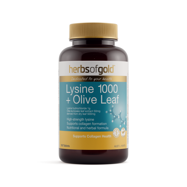 Herbs of Gold Lysine 1000 Plus Olive Leaf 500mL