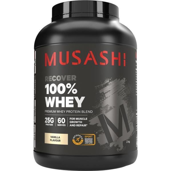 Musashi 100% Whey Vanilla 2kg Protein Powder - High-Quality Nutritional Supplement for Daily Vitality