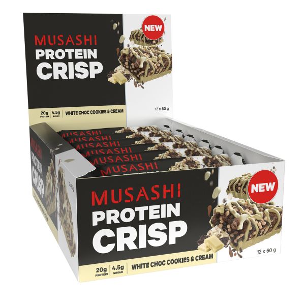 Musashi Protein Crisp White Choc Cookies & Cream 60g x 12