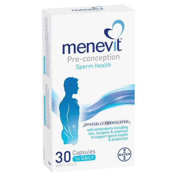 Menevit Pre-conception Sperm Health 30 Capsules - Male Fertility Supplement for Sperm Quality and DNA Integrity