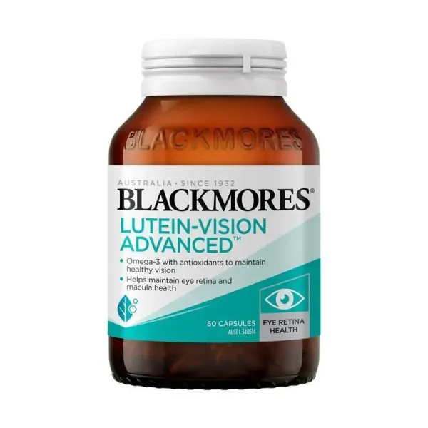 Blackmores Lutein Vision Advanced 60 Capsules - High-Strength Eye Formula with Lutein, Zeaxanthin, and Omega-3 for Digital Eye Support