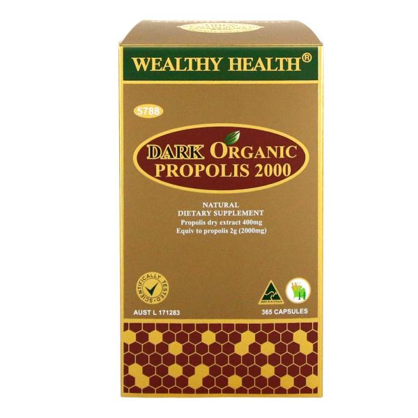 Wealthy Health-Dark Organic Propolis 2000 365 Capsules
