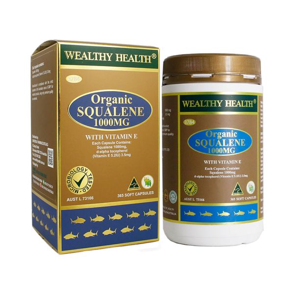 Wealthy Health-Organic Squalene 1000mg With Vitamin E 365 Capsules