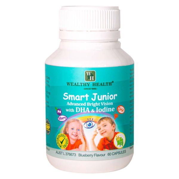 Wealthy Health-Smart Junior Advanced Bright Vision With DHA & Iodine 60 Blueberry Flavoured Capsules