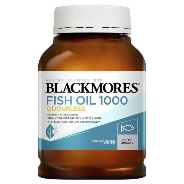 Blackmores Odourless Fish Oil 1000mg 400 Capsules - Sustainably Sourced Low Odour Omega-3 Supplement for Family Wellness