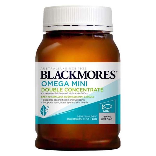 Blackmores Omega Mini Double Concentrate 400 Capsules - Small Easy-to-Swallow Odourless Fish Oil Supplement