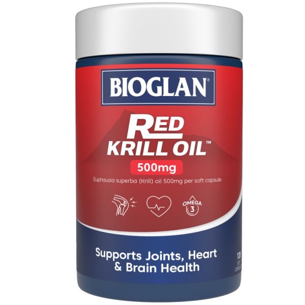Bioglan Red Krill Oil 500mg 120 Capsules - High Absorption Antarctic Krill Oil for Joint and Heart Health