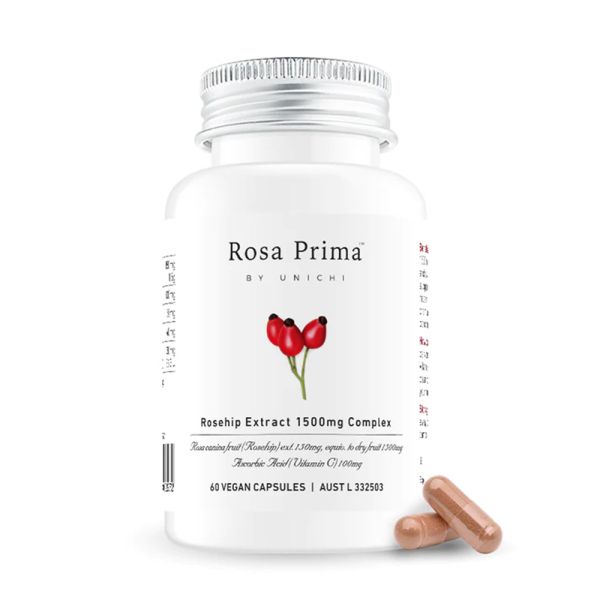 Unichi-Rosa Prima Rosehip Extract 1500mg Complex 60 Vegan Capsules