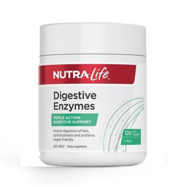 Nutra-Life Digestive Enzymes 120 Capsules - Broad Spectrum Plant-Derived Formula for Bloating and Indigestion Relief