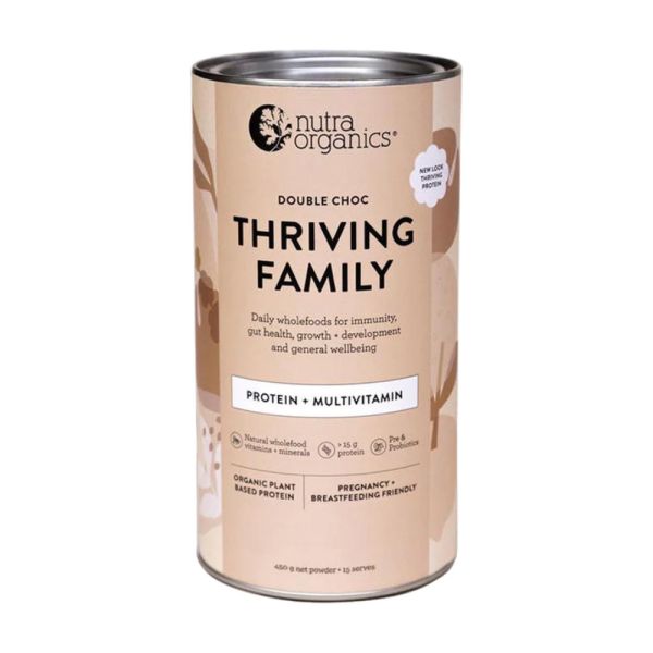 Nutra Organics-Thriving Family Double Choc Protein Powder 450g