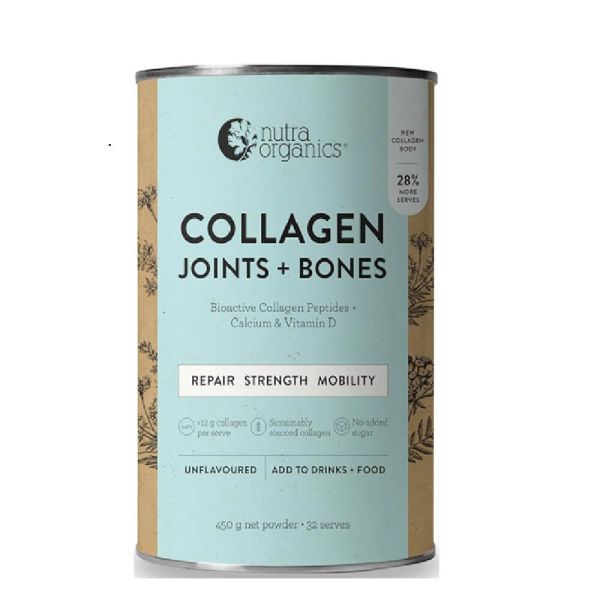 Nutra Organics-Collagen Joints + Bones With Fortigel Unflavoured 450g Powder