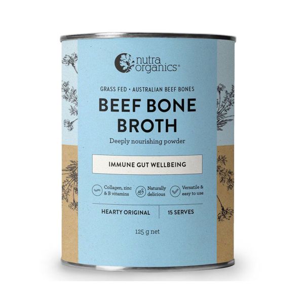 Nutra Organics-Beef Bone Broth Immune Gut Wellbeing Hearty Original Flavour 125g