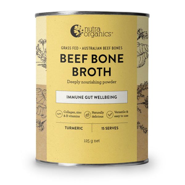 Nutra Organics-Beef Bone Broth Immune Gut Wellbeing Turmeric Flavour 125g
