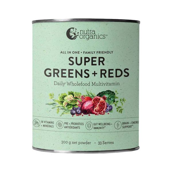 Nutra Organics-Super Greens + Reds 300g Powder