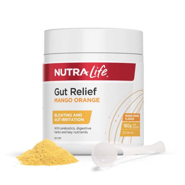 Nutra-Life Gut Health Support Mango Orange 180g Powder - Nutritional Formula for Digestive System and Lining Integrity
