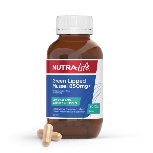 Nutra-Life High Strength Green Lipped Mussel 850mg 90 Capsules - New Zealand Sourced Natural Joint Pain and Inflammation Relief