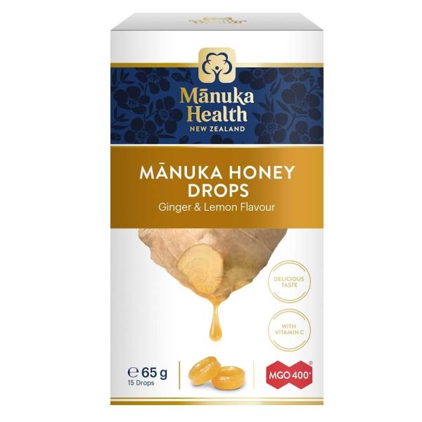 Manuka Health-Manuka Honey Drops Ginger &amp; Lemon MGO 400+ 15 Drops 65g