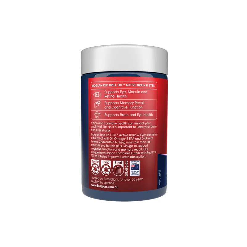 BIOGLAN Red Krill Oil Active Brain & Eyes 60 Soft Capsules