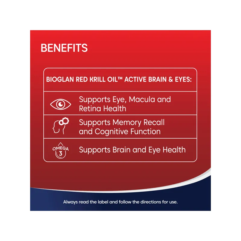 BIOGLAN Red Krill Oil Active Brain & Eyes 60 Soft Capsules
