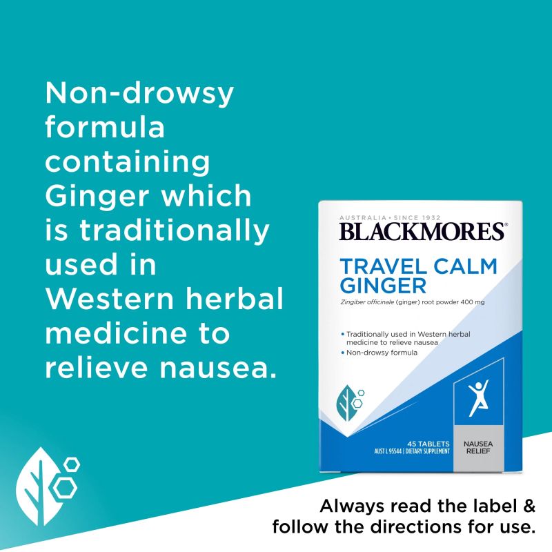 Blackmores Travel Calm Ginger 45 Tablets