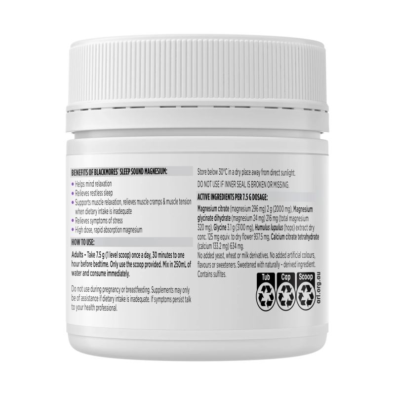 Blackmores Sleep Sound Magnesium 187.5g Powder