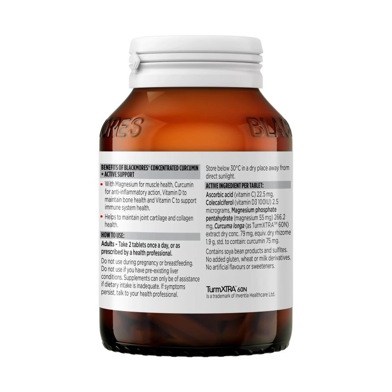 Blackmores Concentrated Curcumin + Active Support 120 Tablets