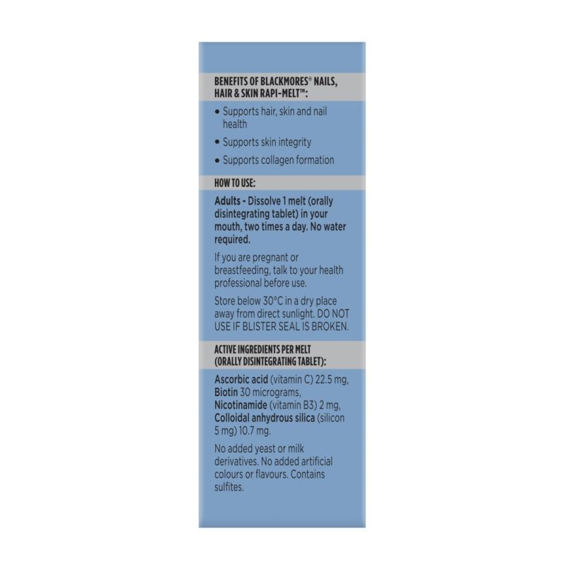 Blackmores Nails, Hair & Skin Rapi-Melt Blueberry Flavour 60 Tablets
