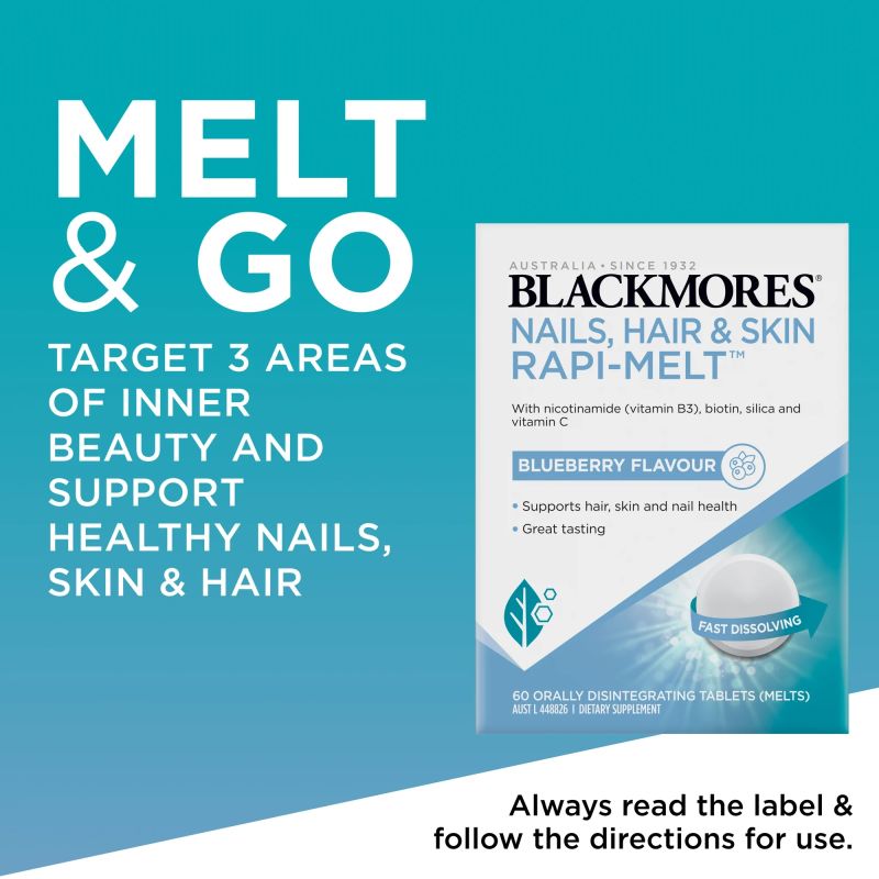 Blackmores Nails, Hair & Skin Rapi-Melt Blueberry Flavour 60 Tablets