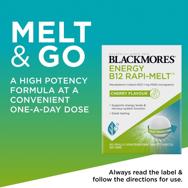 Blackmores Energy B12 Rapi-Melt Cherry Flavour 60 Tablets
