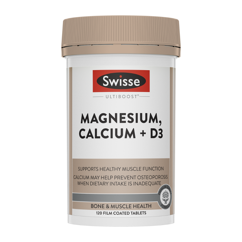 Swisse Ultiboost Magnesium, Calcium + D3 120 Tablets