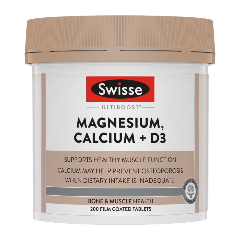 Swisse Ultiboost Magnesium, Calcium + D3 120 Tablets