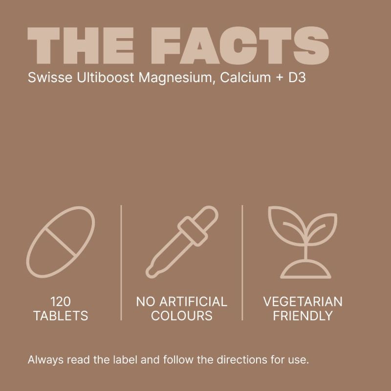 Swisse Ultiboost Magnesium, Calcium + D3 120 Tablets