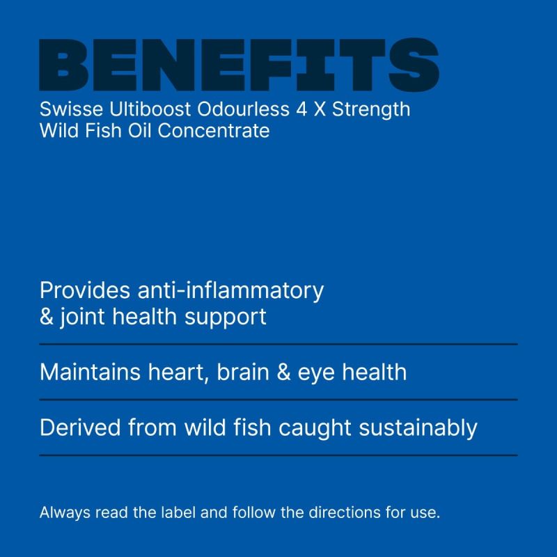Swisse Odourless 4 X Strength Wild Fish Oil Concentrate 60 Capsules