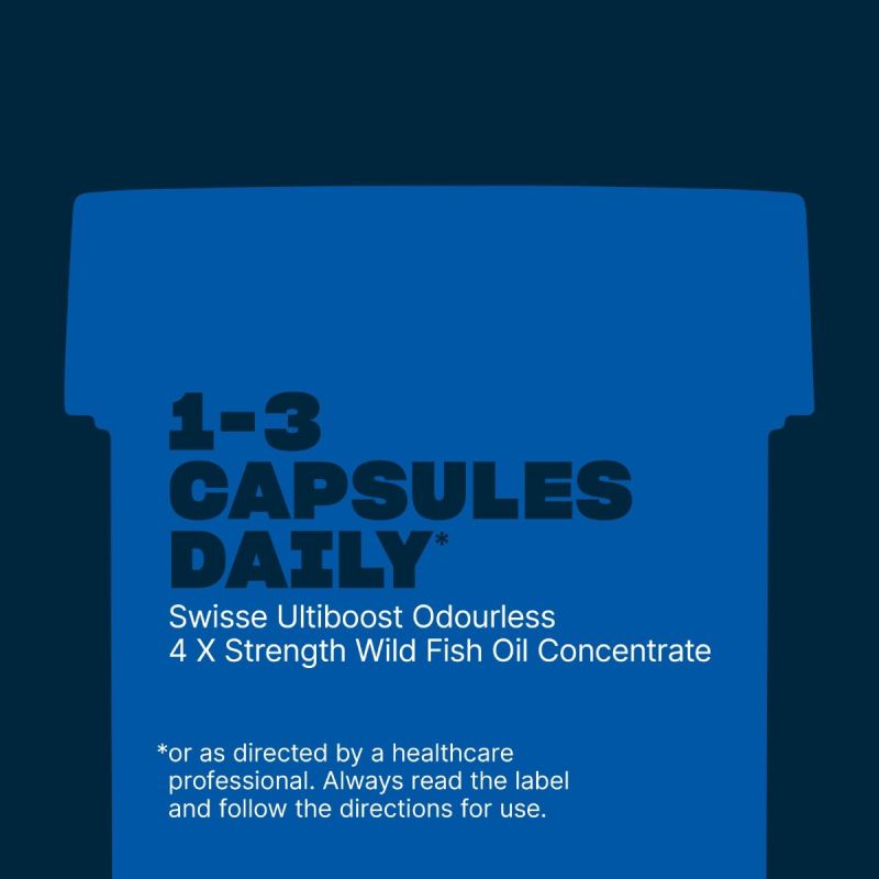 Swisse Odourless 4 X Strength Wild Fish Oil Concentrate 60 Capsules