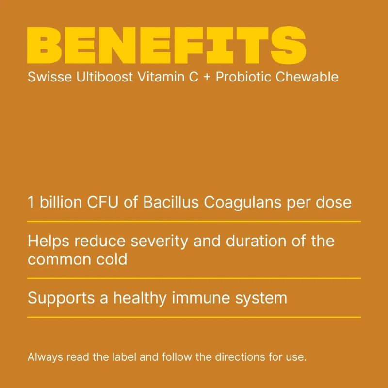 Swisse Ultiboost Vitamin C + Probiotic Chewable 60 Tablets
