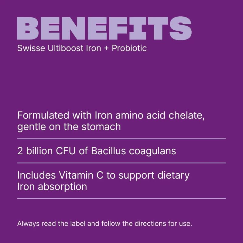 Swisse Ultiboost Iron + Probiotic 30 Tablets
