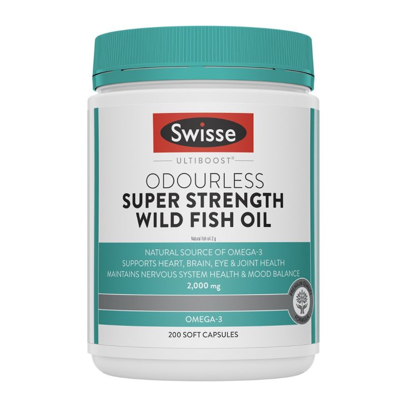 Swisse Ultiboost Odourless Super Strength Wild Fish Oil 200 Capsules