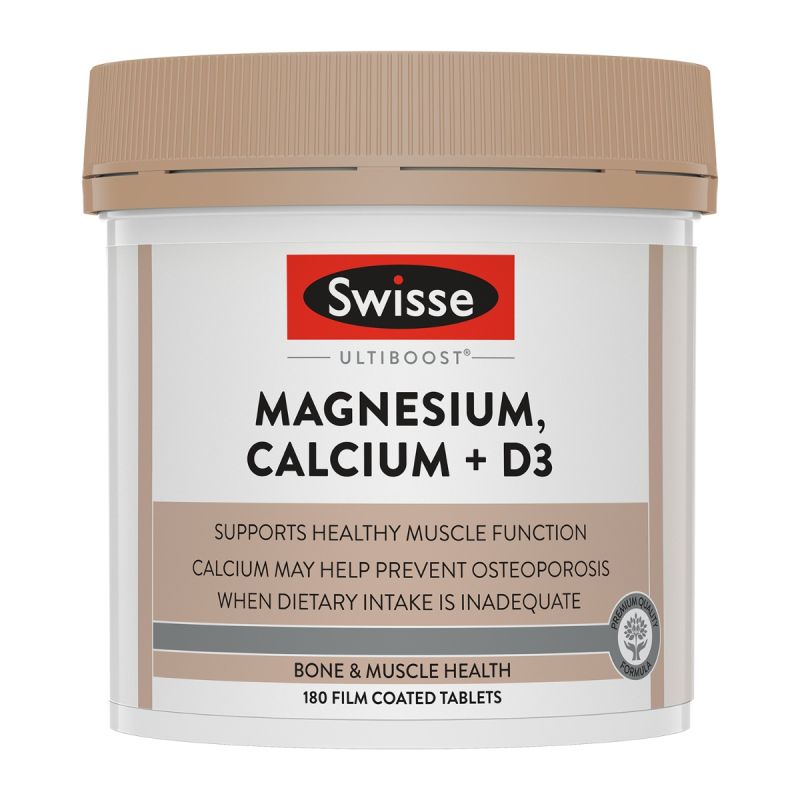 Swisse Ultiboost Magnesium, Calcium + D3 180 Tablets