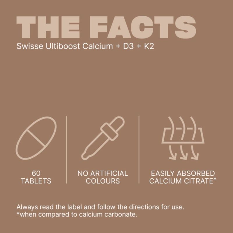 Swisse Ultiboost Calcium + D3 + K2 60 Tablets
